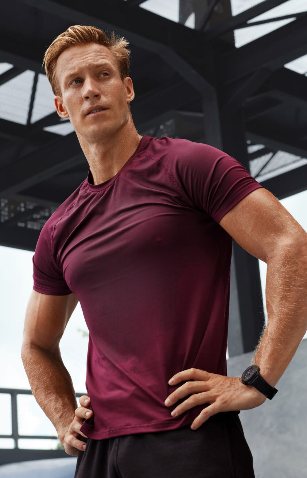 Himplant model with red shirt